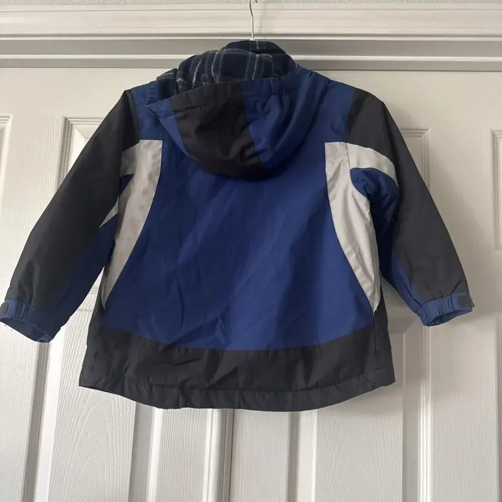 Arizona Boys Medium Jacket Flannel Lined Hooded Blue Winter Coat Outdoors